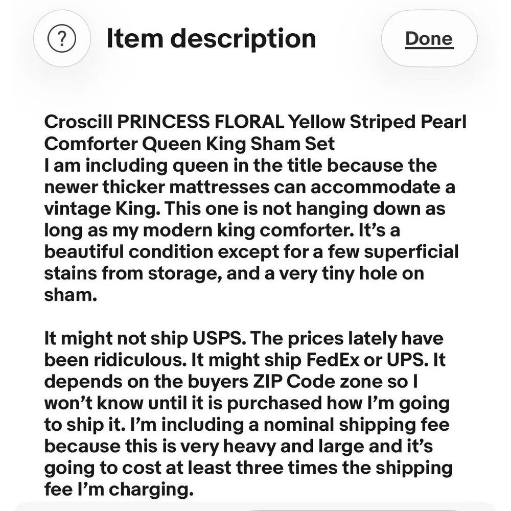 Croscill PRINCESS FLORAL Yellow Striped Pearl Comforter Queen King Sham Set FLAW